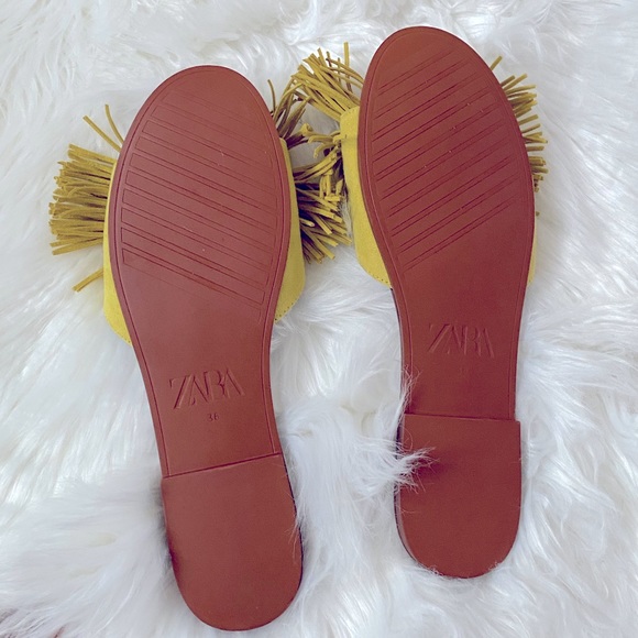 SOLD ✨NEW | ZARA | Yellow suede fringed sandals - Picture 5 of 5